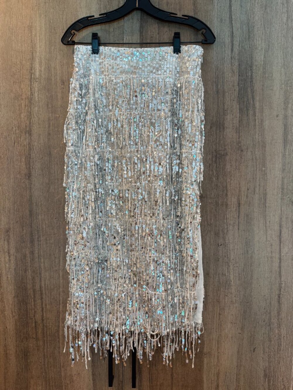 Milly "Royce & Roxanne" Silver Sequin Fringe Matching Set - Top (S) & Midi Skirt - Picture 2 of 15